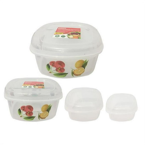 Family Maid 54000A Square Food Container with Printed - 3 Piece - Pack of 48
