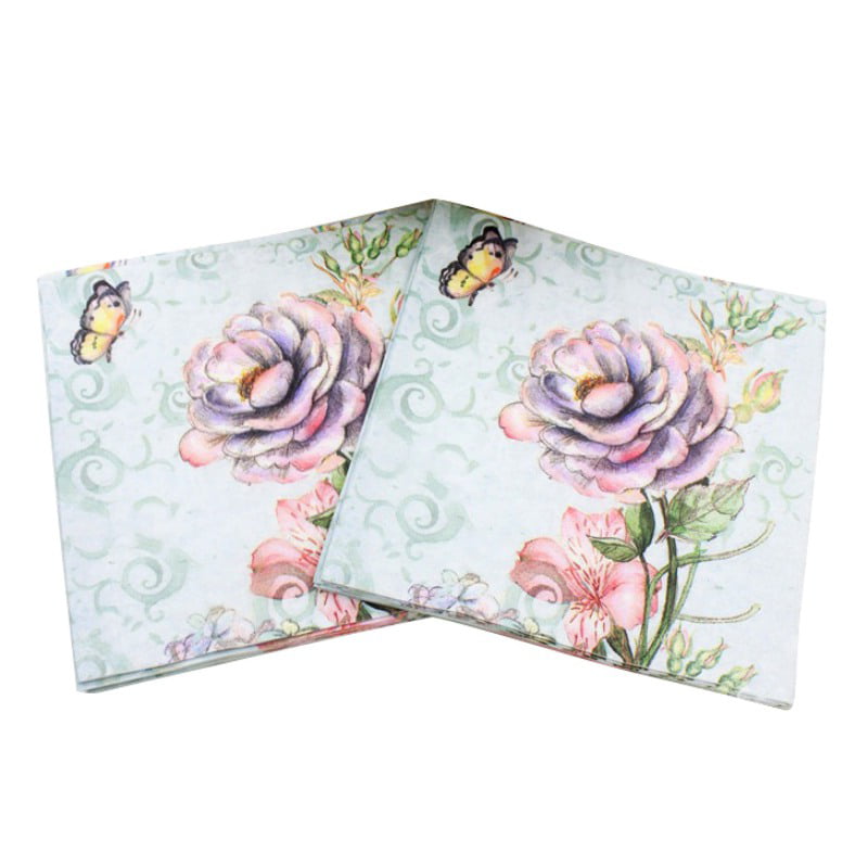 20pcs flower paper napkins food festive party tissue napkins decoupage decor HU 