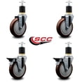 thumbnail image 2 of 5 Inch Maroon Poly Wheel Swivel 1-7/8 Inch Expanding Stem Caster Set 2 Brakes, 2 of 2
