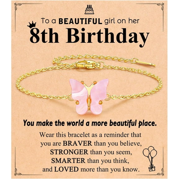 8th, 9th, 10th Butterfly Bracelet, Birthday Gift for Daughters, Granddaughters, and Nieces