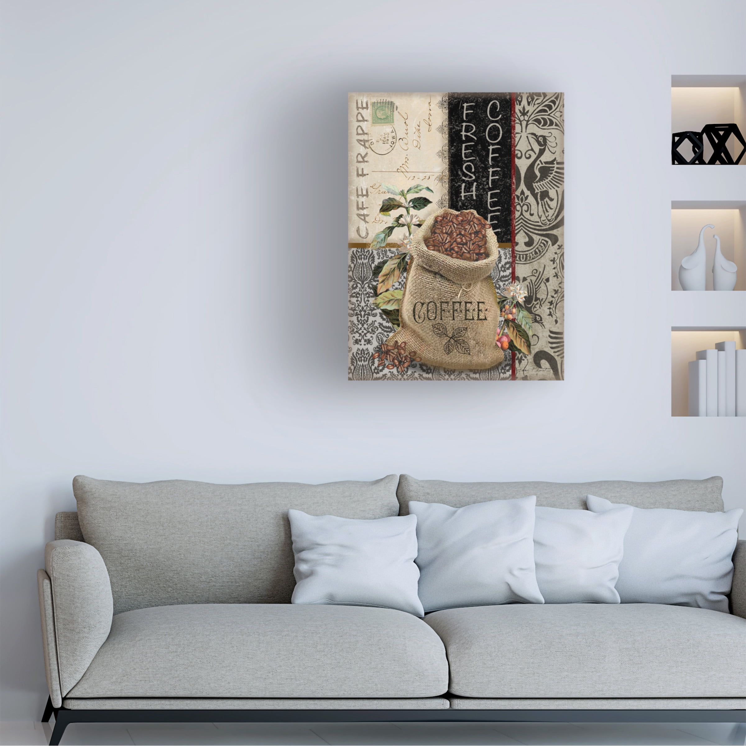 Canvas Wall Art - Jean Plout 'Coffee Art D' Wall Art for Living Room, Bedroom, or Office DÃ©cor by Trademark Fine Art - 14 x 19 Inches