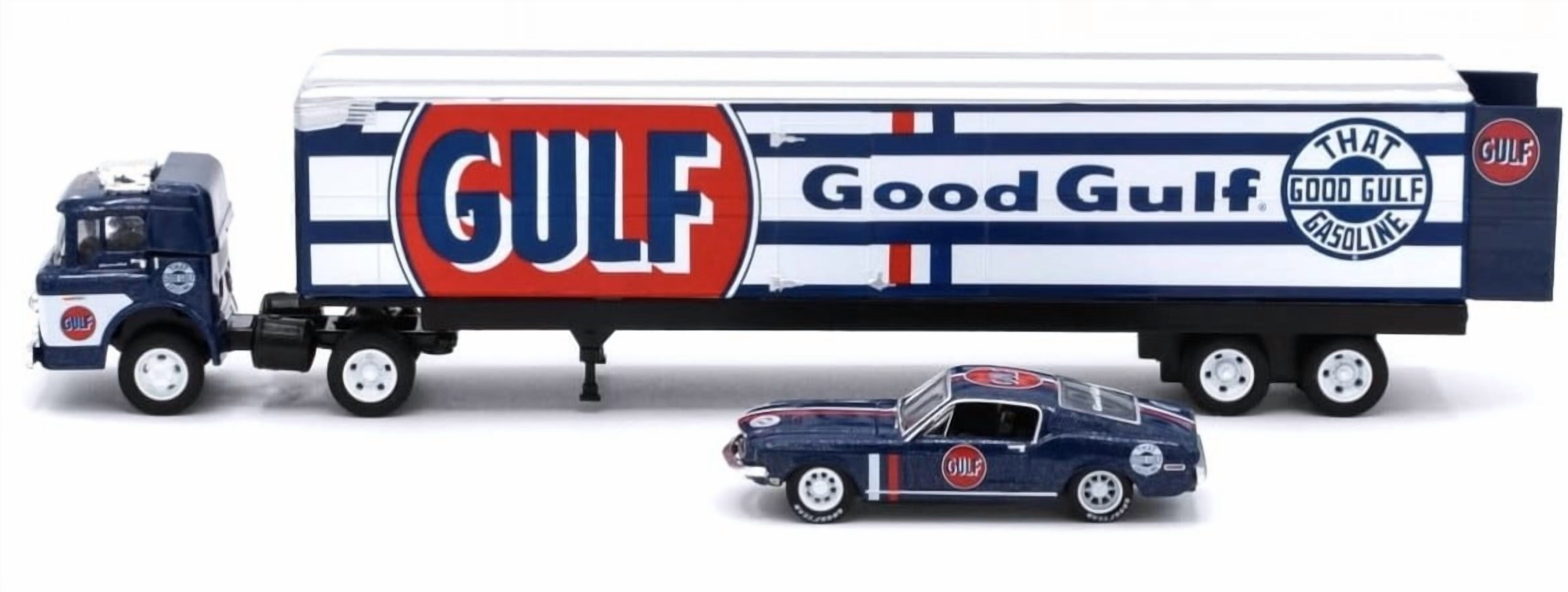 M2 Machines Auto Haulers Gulf Good Trailer & 1968 Ford Mustang R88
