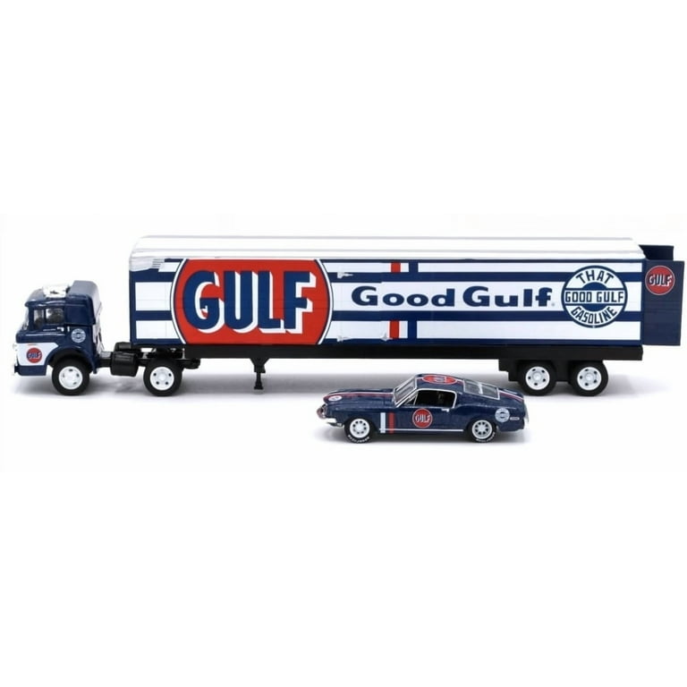 M2 Machines Auto Haulers Gulf Good Trailer & 1968 Ford Mustang R88