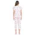 thumbnail image 4 of Casual Nights Women's Short Sleeve Embroidered Floral Capri Pajama Set, 4 of 5
