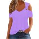 thumbnail image 5 of Puntoco 2024, tops a la moda de verano para mujer, camiseta Sexy de verano para mujer, jersey con hombros descubiertos, blusa con cuello en V, tops lisos de manga corta, 5 of 8