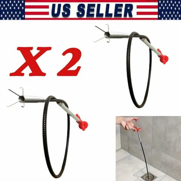 2X Hair Clog Remover Cleaning Tool Spring Pipe Dredging Tool 23 Inch Drain Snake