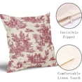 thumbnail image 4 of Red Toile Pillow Covers 16x16 Inch Set of 2 Burgundy and Beige French Country Cotton Linen Decorative Throw Pillow Case Cottage Vintage Cushion Cover for Bedroom Sofa Living Room Chair Home Decor, 4 of 6