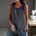 thumbnail image 5 of Aboser Retro Tank Tops for Women Plus Size Casual Sleeveless T Shirts Breathable Cotton Linen Shirt Loose Color Block Blouses Comfy Round Neck Tee Top, 5 of 8