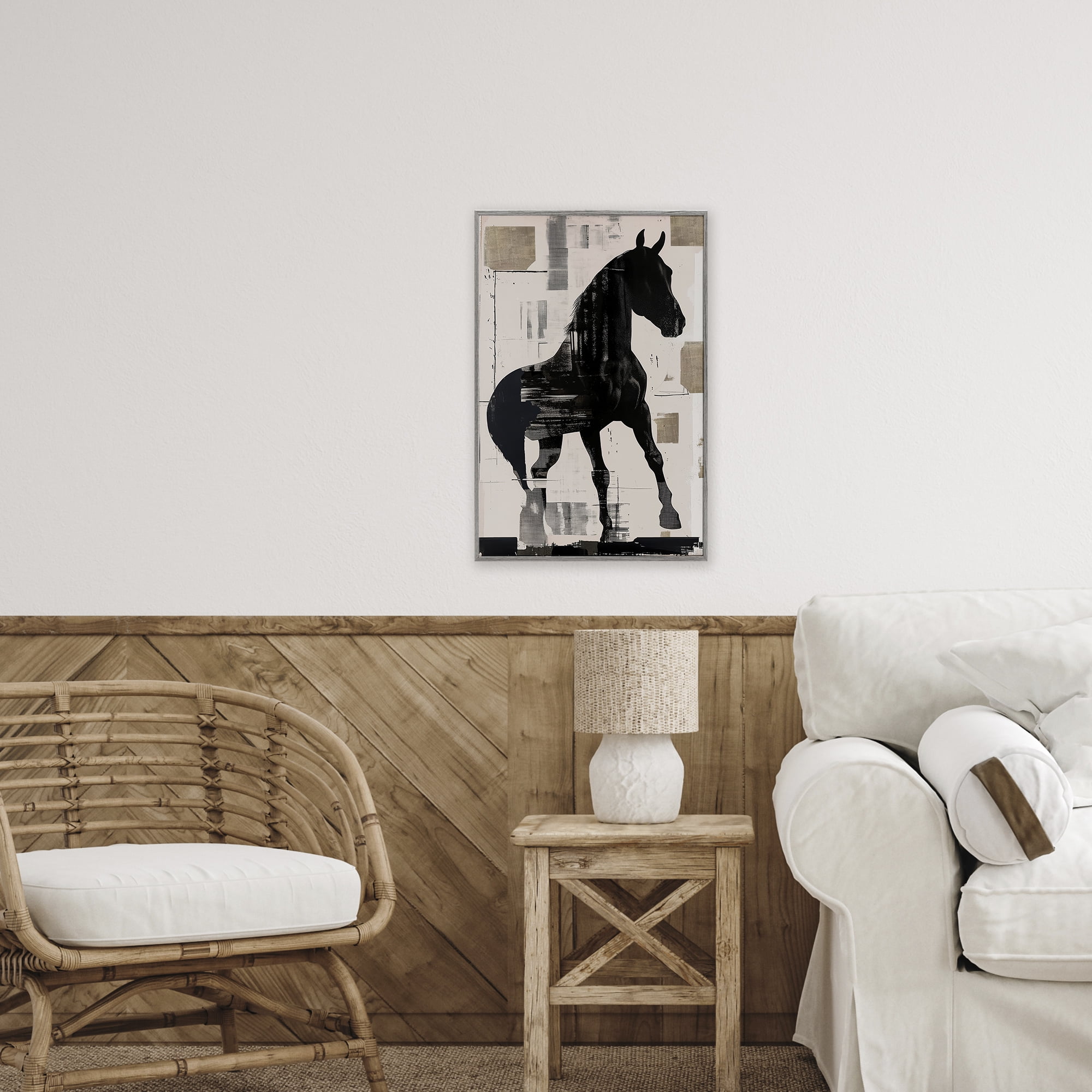 Equinity Horse Silhouette Gray Framed Giclee Art, design by Annabelle Hall