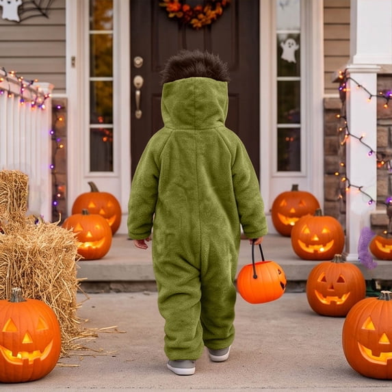 Dwelliawo Big mouth monster onesie, monster onesie, warm home loungewear, plush pajamas, funny pajamas Dark Green 100
