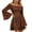 Coffee, variant on Womens Gothic Dress Witch Costume Pirate Wench Flare Sleeve Square Neck Asymmetrical Tiered Skater Dress for Halloween Party Cosplay, Beige, L