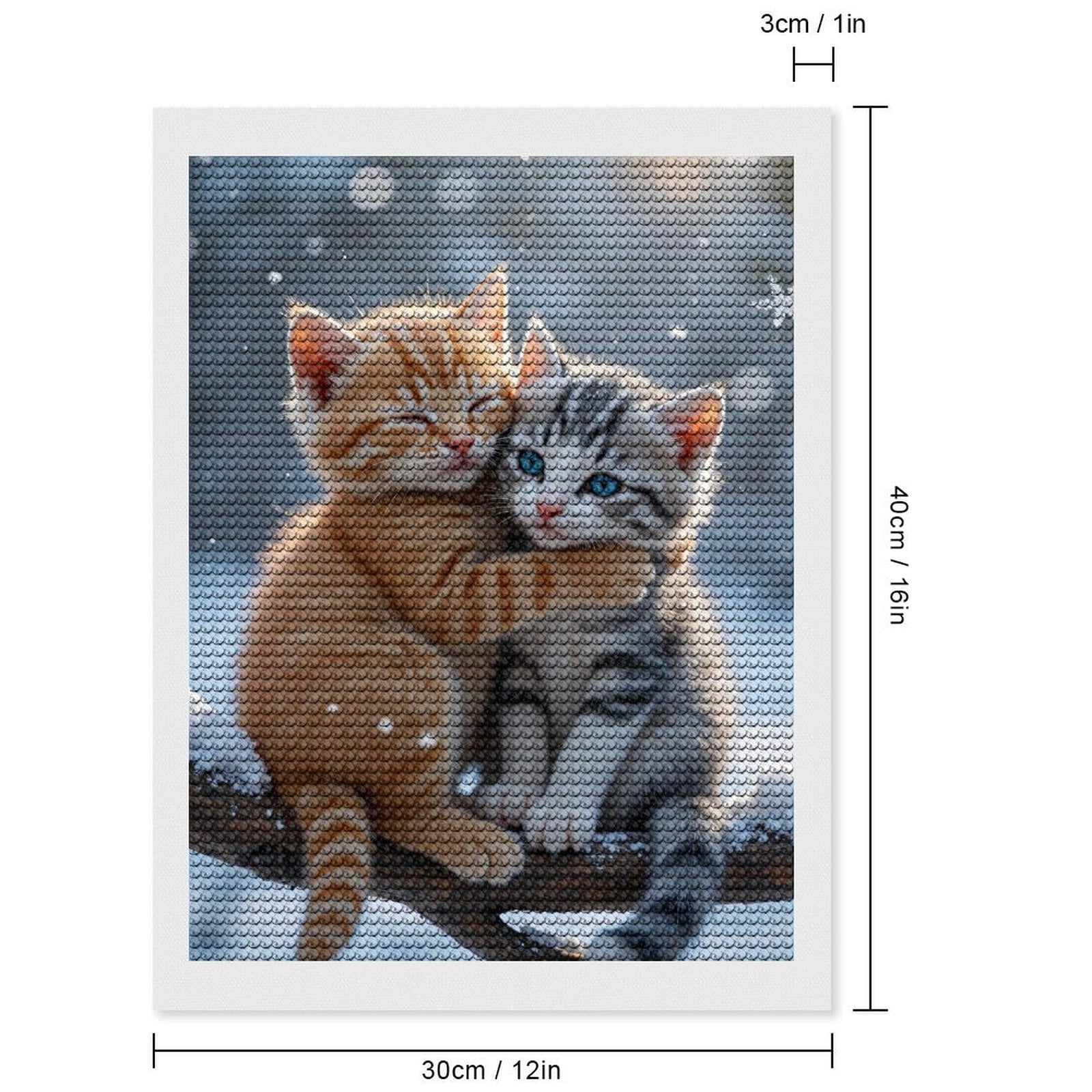 Diamond Art Kits for Adults, Cat Friends In Winter Snow 5D Diamond Painting Kits for Adults Beginners, DIY Full Drill Diamond Painting, Gem Art and Crafts 12x16