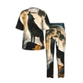 thumbnail image 3 of Mens Pajamas Set Loungewear Short Sleeve Top Long Pants Pj Sets with Pockets, Wolf Full Moon Howling, 3 of 6