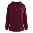 thumbnail image 2 of Vividxx Male Autumn And Winter Long Sleeve Sweatshirt Hooded Button Down Crew Neck Solid Color Top, 2 of 4