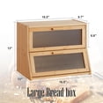 thumbnail image 4 of Panera GHWIE de bambú de doble capa para encimera de cocina, panera de gran capacidad, recipiente para pan con panel de puerta acrílico ondulado (natural, mediano), 4 of 7