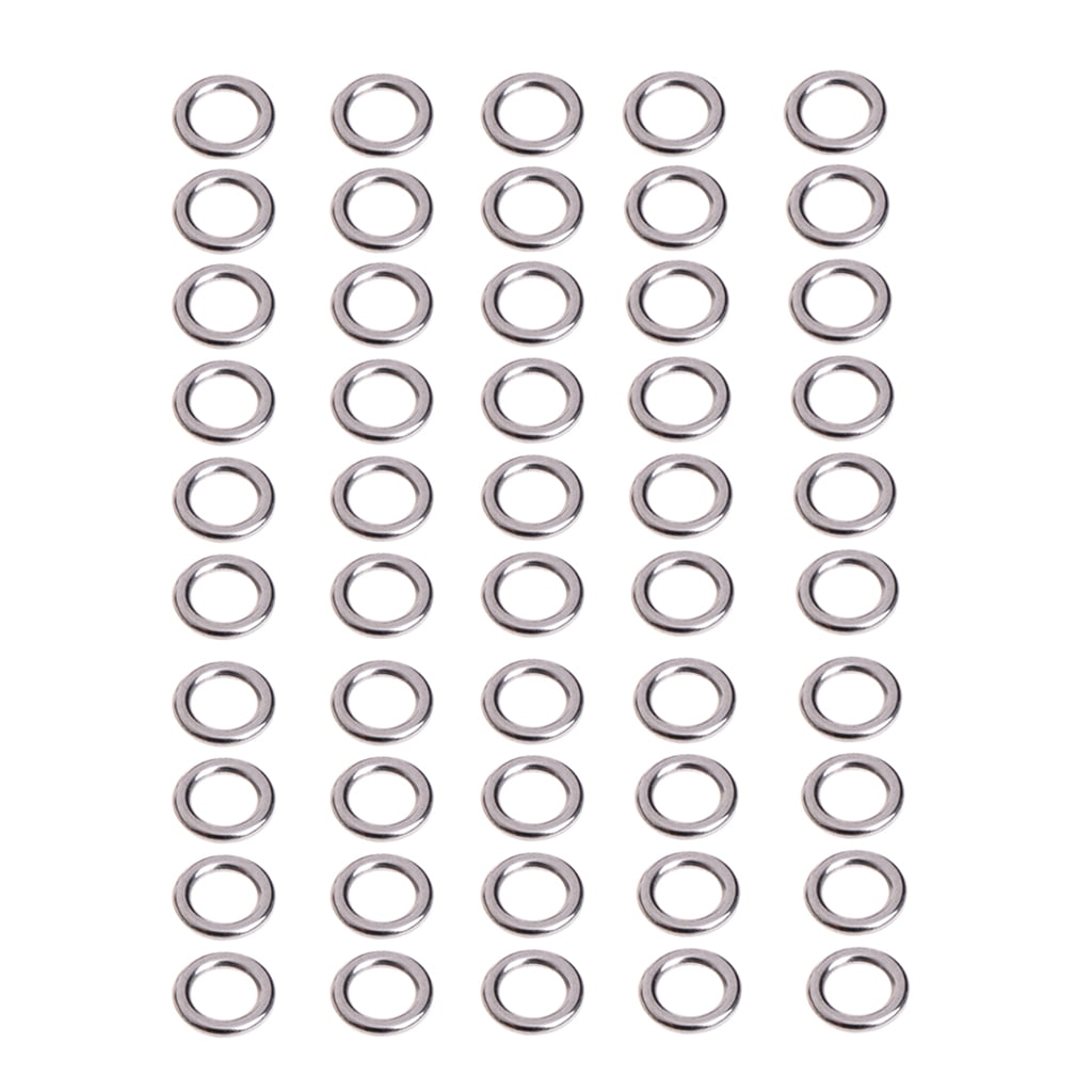 50Pcs Fishing Solid Stainless Steel Snap Split Ring Lure Tackle Connector Rings 