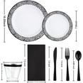 thumbnail image 6 of 350pcs Silver Party Dinnerware Set for 50 Guests, Silver Wedding Plates Disposable Heavy Duty, Including :50 Dinner Plates, 50 Dessert Plates, 50 Cups, 50 Napkins, 50 Sliver Silverware Set, 6 of 16