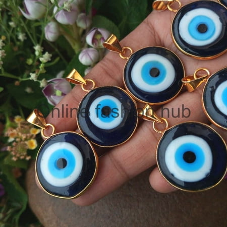 Evil Eye Gemstone 925 Sterling Silver Plated Handmade Pendant 5 pcs