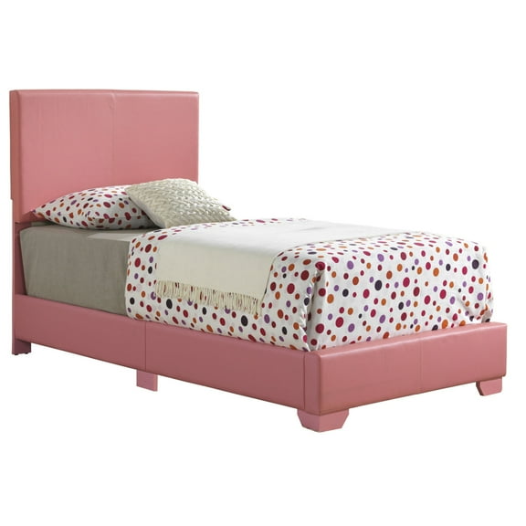 Home Bedroom Furniture Aaron Pink Upholstered Twin Panel Bed