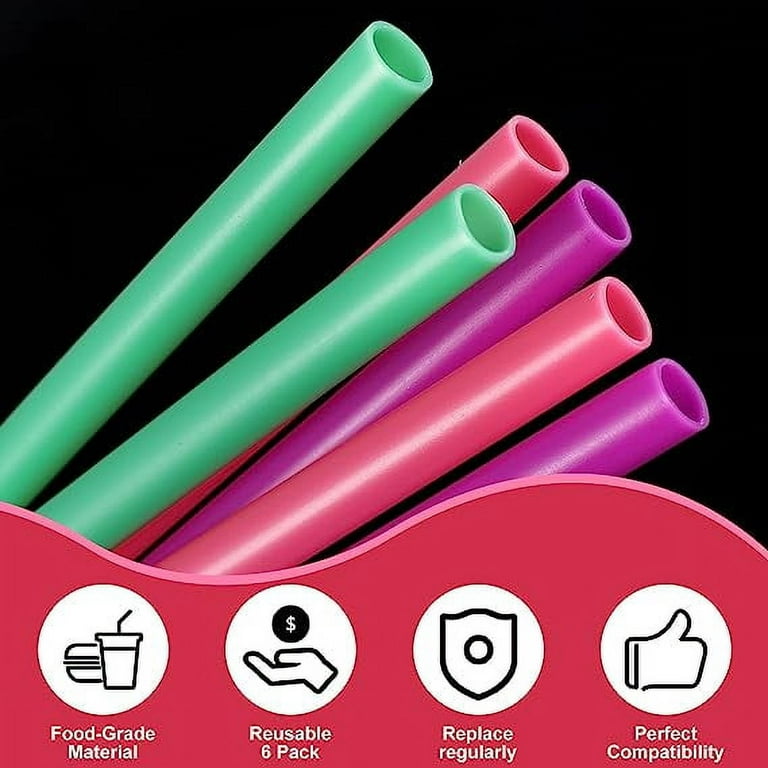 Hebalg 6pcs Replacement Straws for Owala FreeSip 24oz 32oz, Reusable Plastic Straws with Cleaning Brush for Owala Insulated Water Bottle 24 oz 32 oz