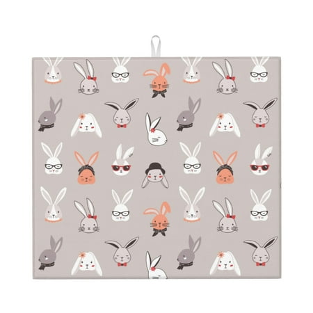 

Naloa Various Rabbits Dish Drying Mat for Kitchen Counter Heat Resistant Drainer Mats Absorbent Draining Mat Dish Rack Pad 16 x18
