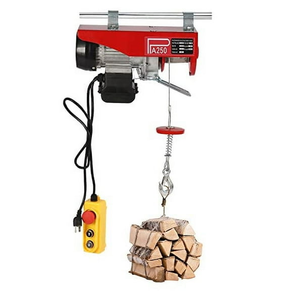 Electric Hoist, 250kg Mini Electric Winch, 110V Steel Electric Lift with Emergency Stop Remote Control, Single/Double Slings for Lifting in Factories, Warehouses, Construction Sites