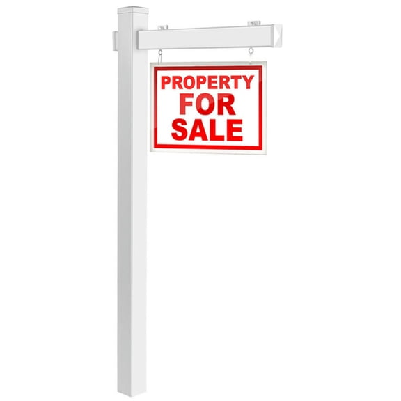 Spaco 6 Feet Vinyl UPVC Real Estate Sign Post Realtor Yard Sign Post, Premium UPVC Material Stake, Rigid Rust-free Steel Power Stake for Outdoor, White