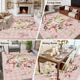 thumbnail image 5 of Area Rug for Living Room, Spring Easter Bunny Non-Slip Indoor Ex Large Carpet for Bedroom/Dining Room, Pink Buffalo Plaid Farmhouse Tulips Washable Low-Profile Rectangle Floor Runner Rugs - 8 x 10 Ft, 5 of 8