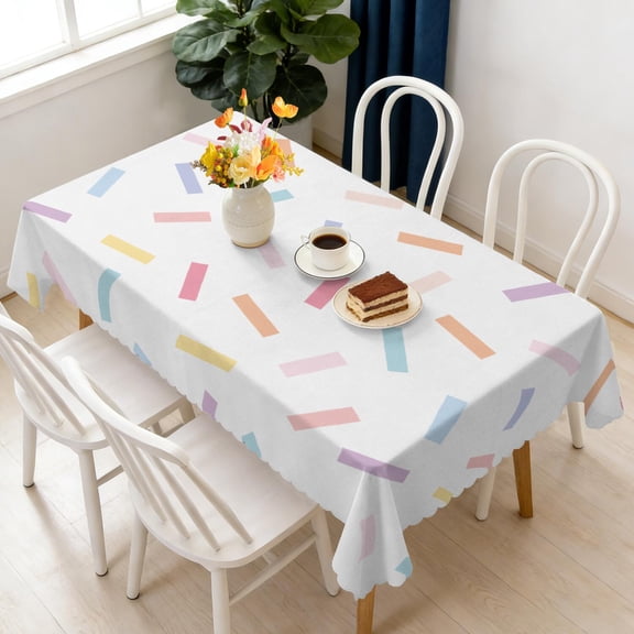 Rectangular Tablecloth 60x84 Inch – Waterproof Polyester Printed Table Cover, Wrinkle Resistant, Washable for Kitchen & Dining, Candy