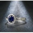 thumbnail image 5 of 2.25 Carat 8x6mm Oval Shape Blue Sapphire And Diamond Moissanite Double Halo Engagement Ring in 10k White Gold, 5 of 5