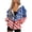 American Flag Design, variant on Polyester Fabric Full Zip Hoodie with With Zipper, Skull Pattern Cozy Hooded Coat for Fall Winter