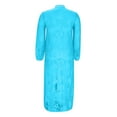thumbnail image 4 of JGGSPWM Women Plus Size High Low Hem Shawl Round Neck Lace Short Front Long Back Casual Stretchy Knit T-Shirt Blouse See Through Top Blue M, 4 of 5