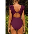 thumbnail image 3 of Beautyin Womens One Piece Bathing Suit Deep V Neck Swimsuit Flounce Ladies Solid Plunging Beachwear, 3 of 5
