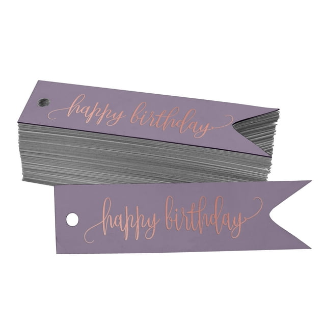 Inkdotpot Real Rose Gold Foil Happy Birthday Tags Favor Hang Paper Tags 100 Pieces
