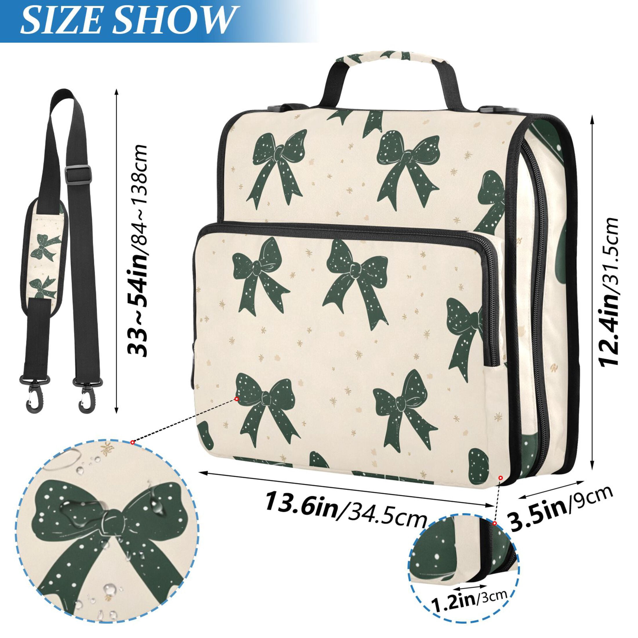 ALAZA Zipper Binder Green Bows 3 Ring Trapper Keeper File Folder Organizer Bag