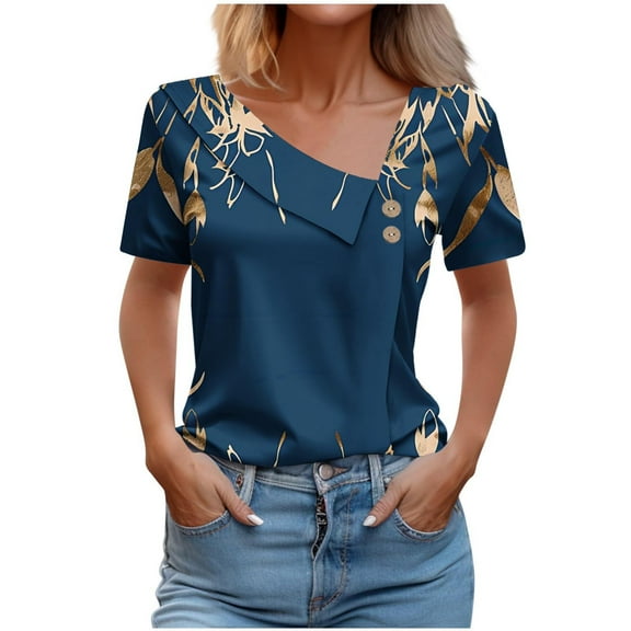 Zuesphe Womens Tops Casual 3/4 Sleeves Tshirts Shirts for Women Graphic V Neck Women White Blouses for Church Womens Crop Tops Trendy