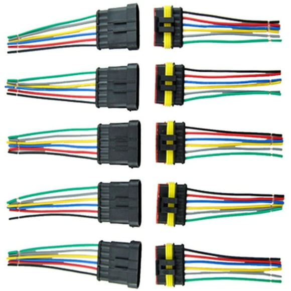 ESUPPORT Kit de Connecteurs Électriques Étanches 6 Broches pour Voiture avec Fil Jauge AWG Marine Lot de 5