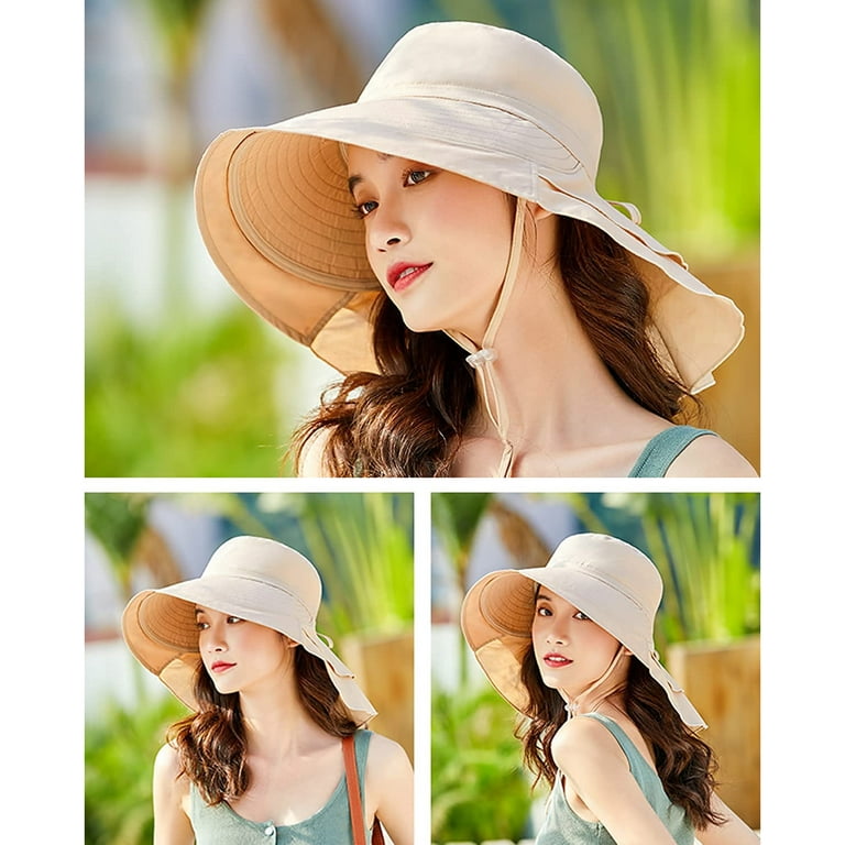 QingY Summer Bucket Hats for Women Big Brim Outdoor Eye Protection Sunscreen Cap Sun Hat,Blue, Women's, Size: One Size