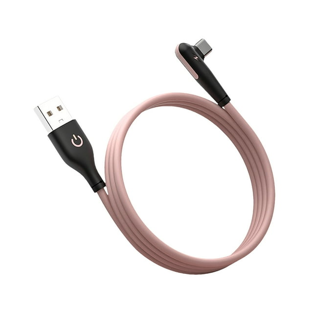 L Shaped USB C Flexible Liquid Silicone Fast Charging Cord with 24A Power and Data Transfer for Mobile Devices