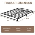 thumbnail image 2 of Queen size metal platform marco de cama - low profile, heavy - duty slats support, under - cama almacenamiento, no box spring, noise - free & non - slip (6 pulgada, negra), 2 of 8