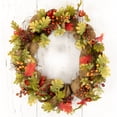 thumbnail image 3 of 18" Autumn Harvest Decorative Artificial Berry Leaves Acorns Pinecones and Burlap Wreath - Unlit, 3 of 6