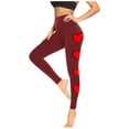 thumbnail image 5 of BLVB Womens Valentine's Day Leggings Stretchy Heart Print Yoga Tights Athletic Workout Running Lounge Pants Trousers, 5 of 5