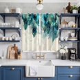 thumbnail image 2 of Teal Feather Kitchen Curtains 84 Inch Length, Farmhouse Feather Art Teal Ombre Grommet Top Bedroom Living Room Curtains, Light Filtering Cafe Curtain Drapes 2 Panels Set 104''x84'', 2 of 9