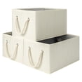 thumbnail image 1 of StorageWorks Cestas de almacenamiento grandes para organizar, cestas de almacenamiento plegables para estantes, contenedores de almacenamiento de tela con asas, cestas decorativas para estantes, beige, 1 of 5