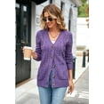 thumbnail image 6 of Women's Long Sleeve Cable Knit Sweater Open Front Cardigan Button Loose Outerwear, 6 of 6
