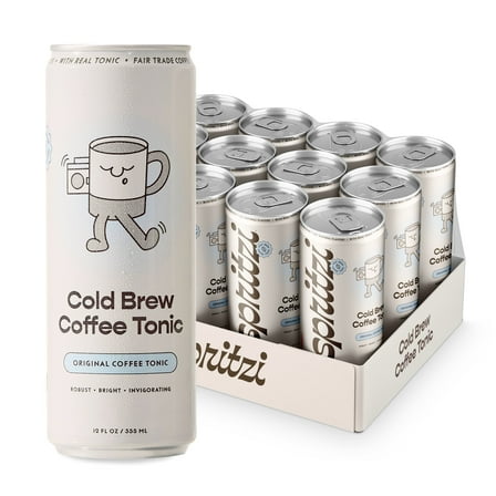 Spritzi Original Sparkling Cold Brew Coffee Tonic, 115mg Caffeine, Fair Trade Coffee, 12 fl oz, 12 Pack