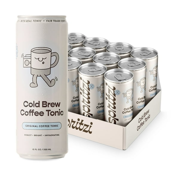 Spritzi Original Sparkling Cold Brew Coffee Tonic, 115mg Caffeine, Fair Trade Coffee, 12 fl oz, 12 Pack