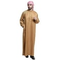 thumbnail image 2 of Men Embroidery Muslim Long Kaftan Robe Islamic Shirt Thobe Clothes, 2 of 3