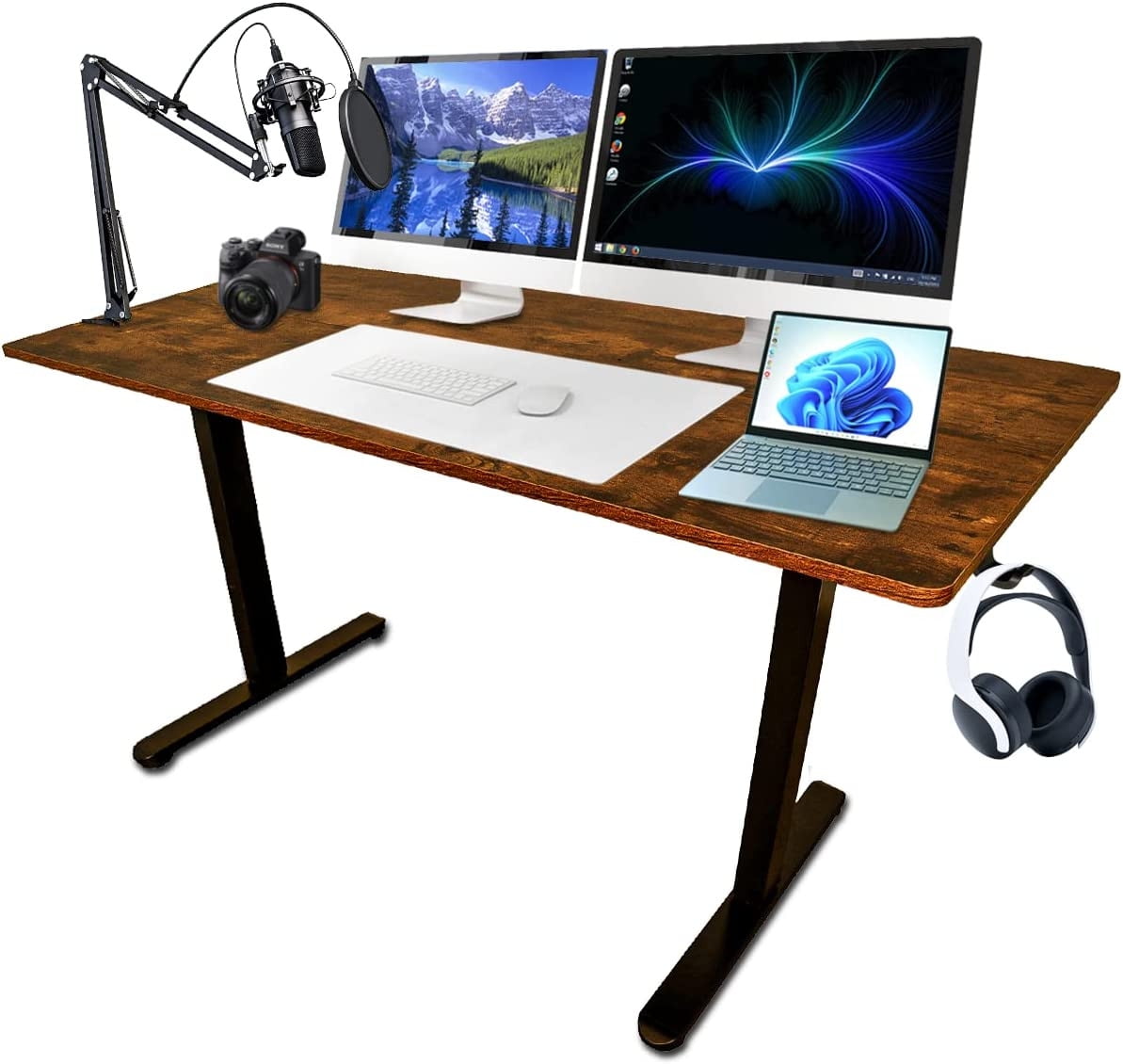 48'' Adjustable Electric Standing Desk Sit Home Office Table Power Outlet