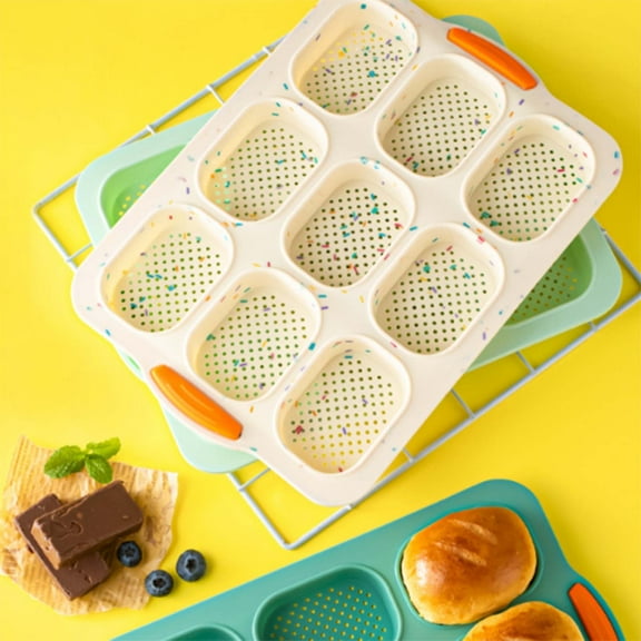 Kittvzx Bakeware Kitchen Decor 9 Grids Multi Color Kitchen Silicone Oval Cake French Bread Baking Pan Non Stick Kitchen Utility